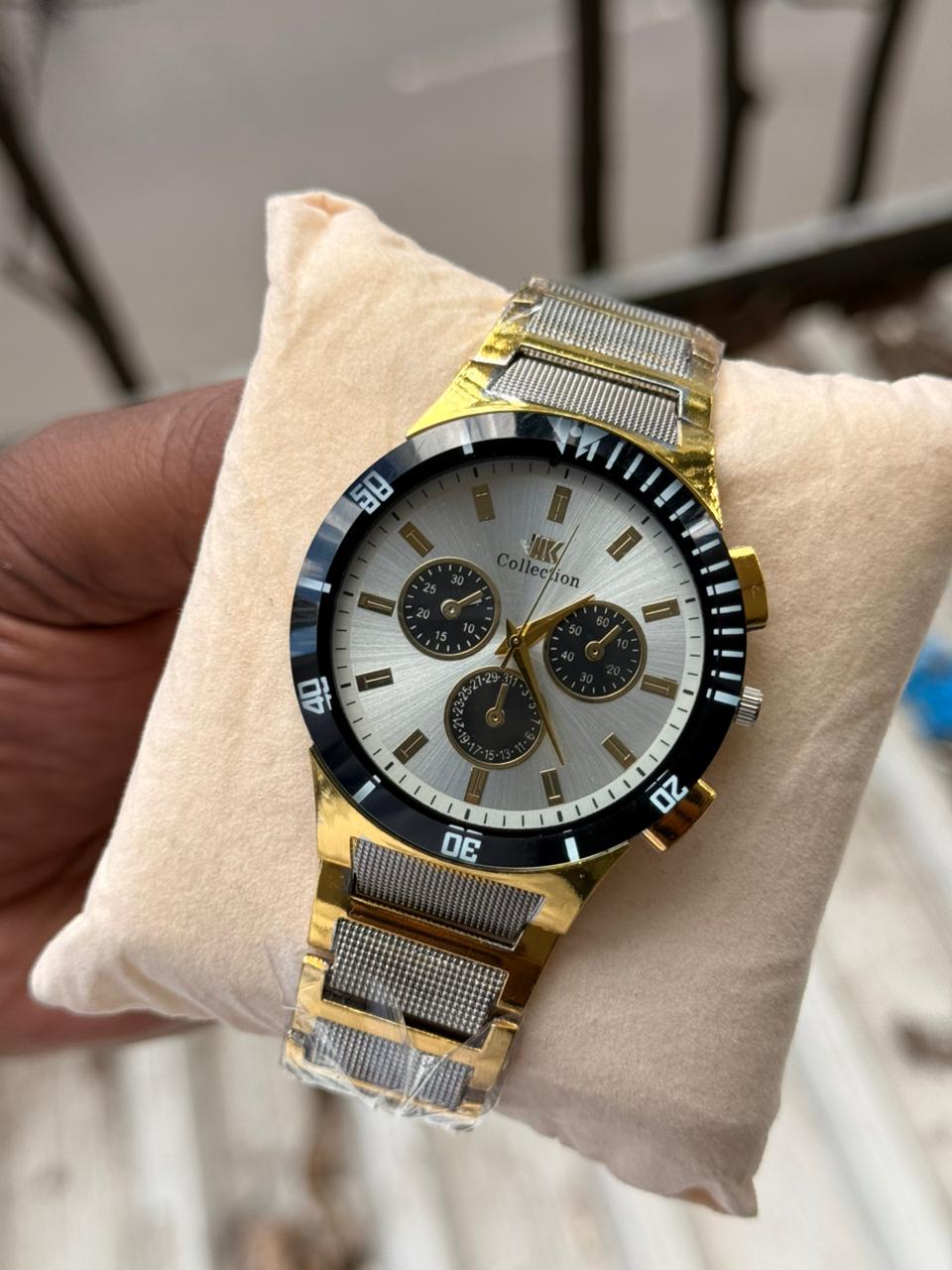 IK Collection Luxury Men Watch IK01 – Gold & Silver Stainless Steel Chronograph Style